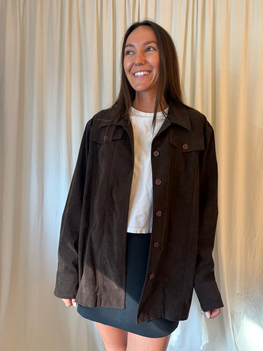 Brown Faux Suede Jacket