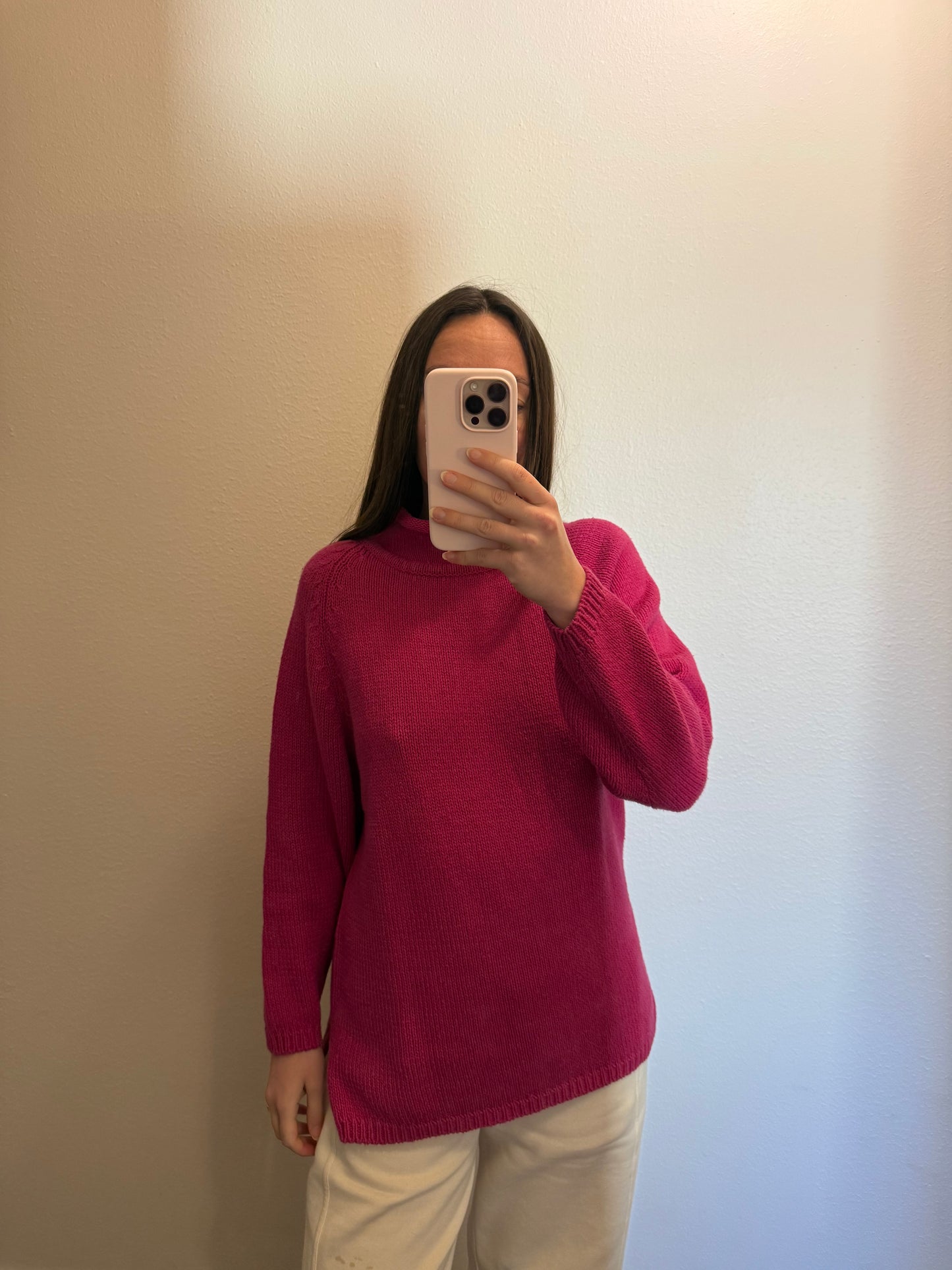 90s Pink Roll Neck Sweater